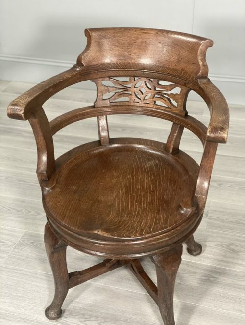 19TH CENTURY REVOLVING OAK DESK CHAIR - ADDITIONAL PHOTO 1