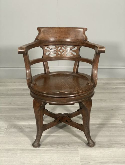19TH CENTURY REVOLVING OAK DESK CHAIR - ADDITIONAL PHOTO 2