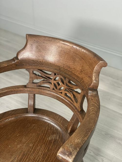 19TH CENTURY REVOLVING OAK DESK CHAIR - ADDITIONAL PHOTO 3
