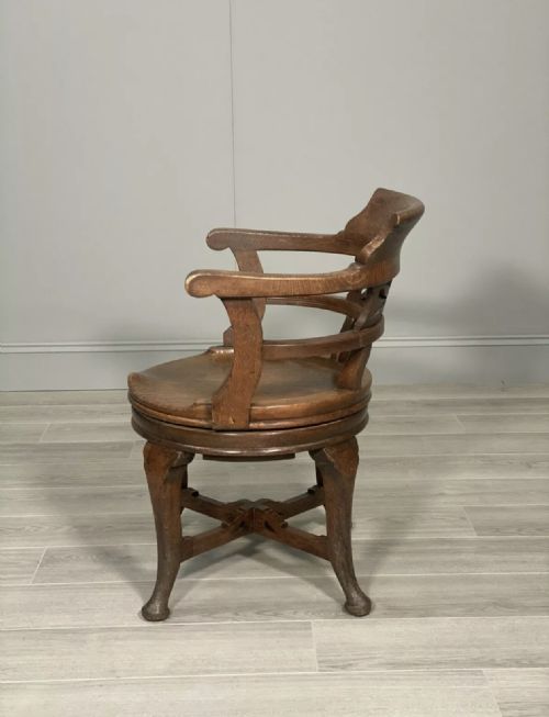 19TH CENTURY REVOLVING OAK DESK CHAIR - ADDITIONAL PHOTO 7