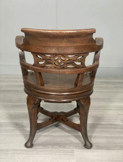 19TH CENTURY REVOLVING OAK DESK CHAIR - ADDITIONAL PHOTO 8