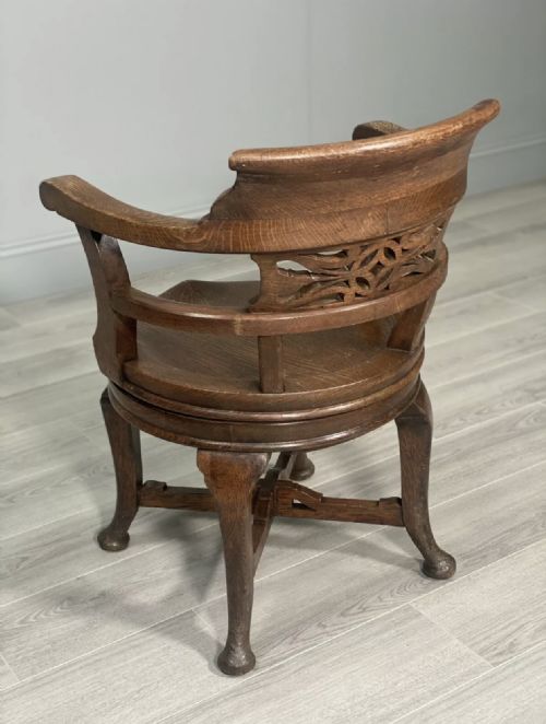 19TH CENTURY REVOLVING OAK DESK CHAIR - ADDITIONAL PHOTO 9