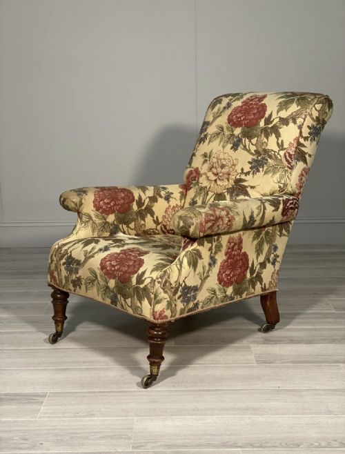 19TH CENTURY HOWARD STYLE WILLOUGHBY ARMCHAIR WITH COPE CASTORS - ADDITIONAL PHOTO 6