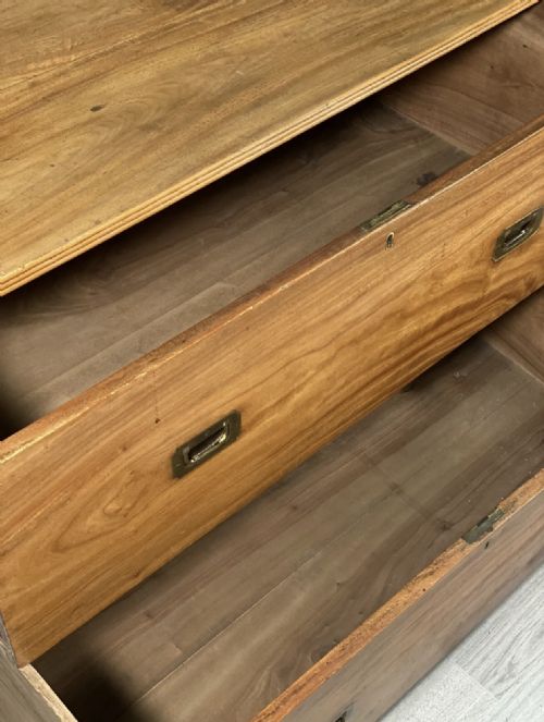 EDWARDIAN WALNUT CAMPAIGN CHEST OF DRAWERS - ADDITIONAL PHOTO 1
