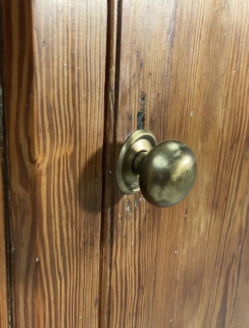 LARGE PITCH PINE SCHOOL CUPBOARD BY R DENHAM CO - ADDITIONAL PHOTO 3