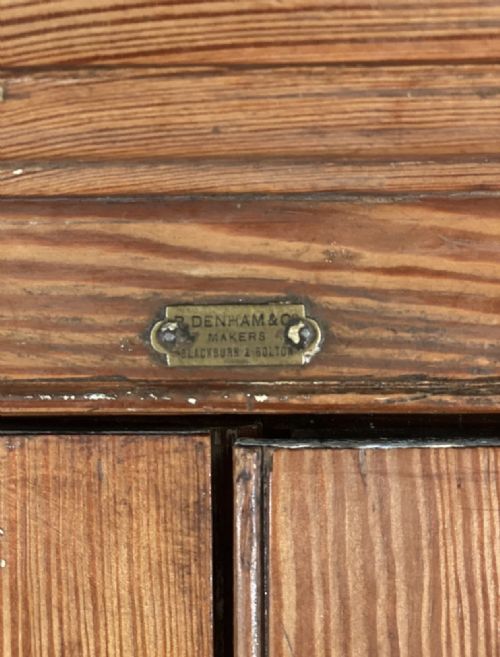 LARGE PITCH PINE SCHOOL CUPBOARD BY R DENHAM CO - ADDITIONAL PHOTO 4