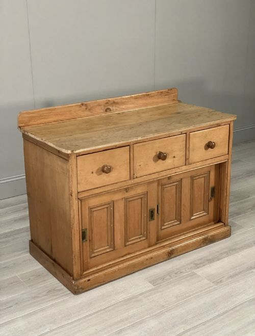 19th century pine sideboard server with sliding doors - CATEGORY: ANTIQUE SIDEBOARDS - DATED 19TH CENTURY