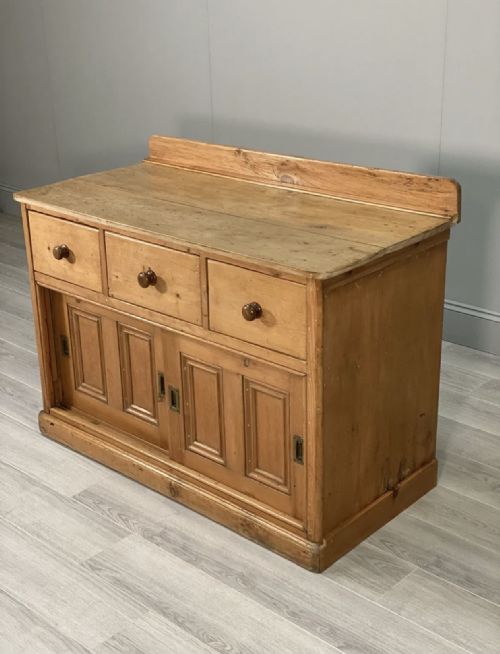 19TH CENTURY PINE SIDEBOARD SERVER WITH SLIDING DOORS - ADDITIONAL PHOTO 3