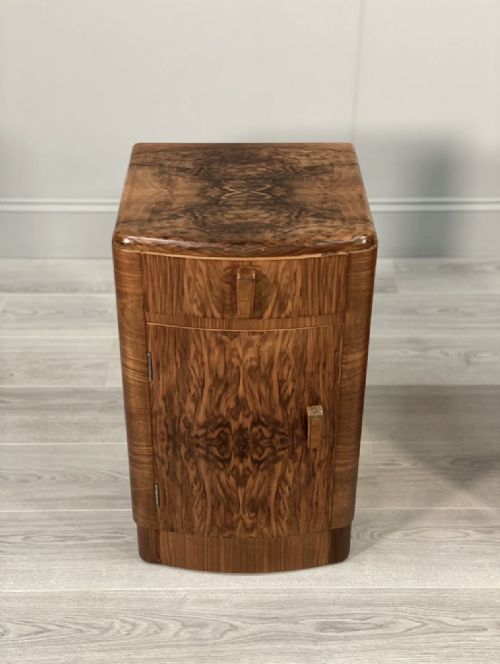 PAIR OF ART DECO BURR WALNUT BEDSIDE CABINETS - ADDITIONAL PHOTO 2