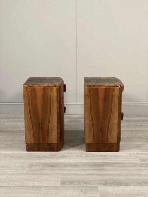 PAIR OF ART DECO BURR WALNUT BEDSIDE CABINETS - ADDITIONAL PHOTO 9