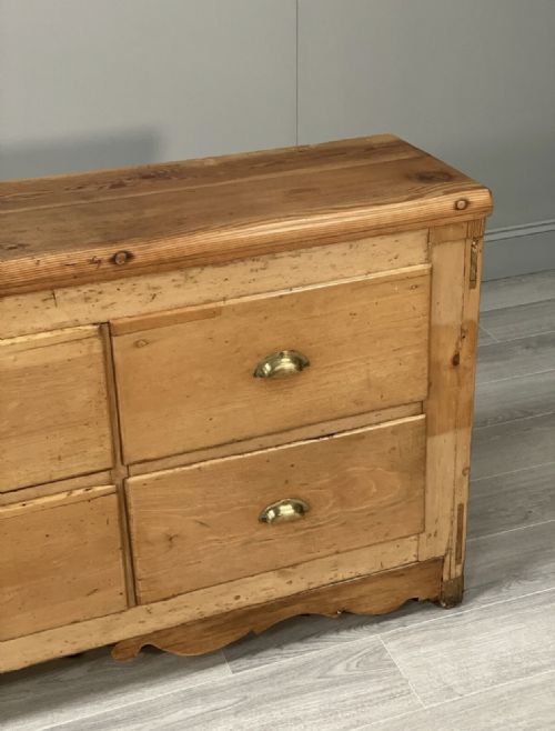 19TH CENTURY PINE BANK OF DRAWERS - ADDITIONAL PHOTO 3