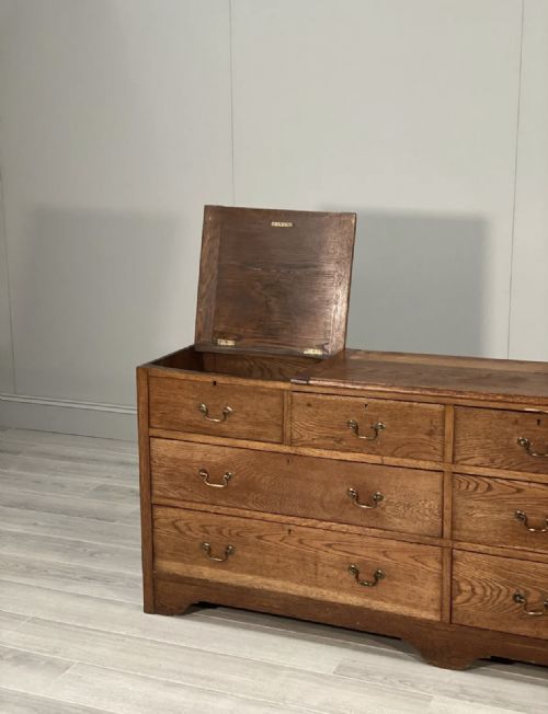EARLY 20TH CENTURY OAK BANK OF DRAWERS - ADDITIONAL PHOTO 4