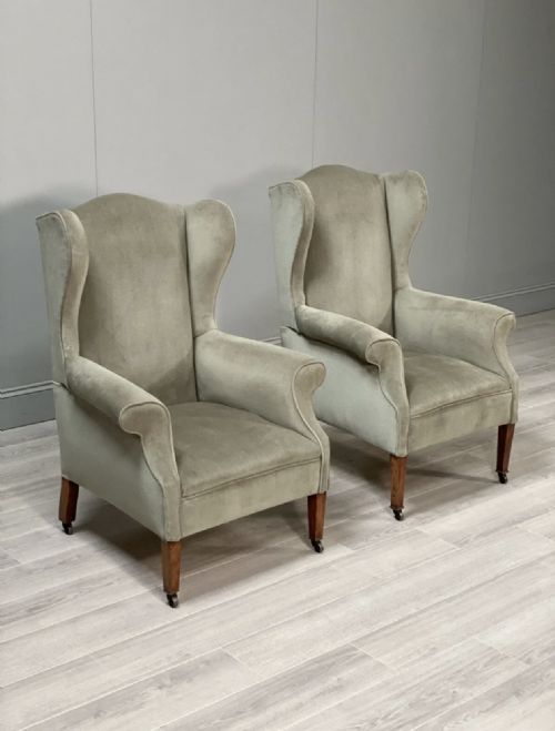 A PAIR OF PETITE EDWARDIAN WINGBACK ARMCHAIRS - ADDITIONAL PHOTO 2