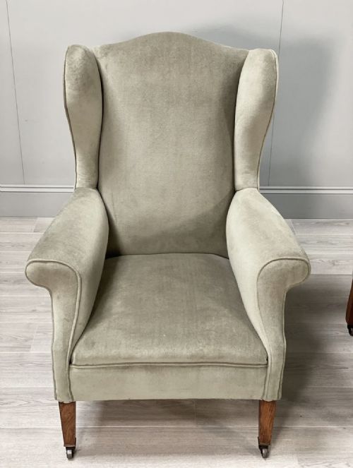 A PAIR OF PETITE EDWARDIAN WINGBACK ARMCHAIRS - ADDITIONAL PHOTO 3
