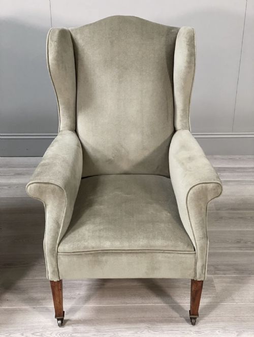 A PAIR OF PETITE EDWARDIAN WINGBACK ARMCHAIRS - ADDITIONAL PHOTO 5