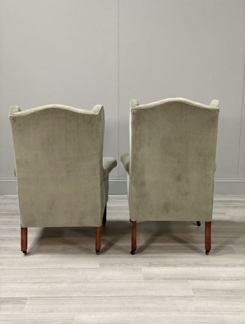 A PAIR OF PETITE EDWARDIAN WINGBACK ARMCHAIRS - ADDITIONAL PHOTO 9