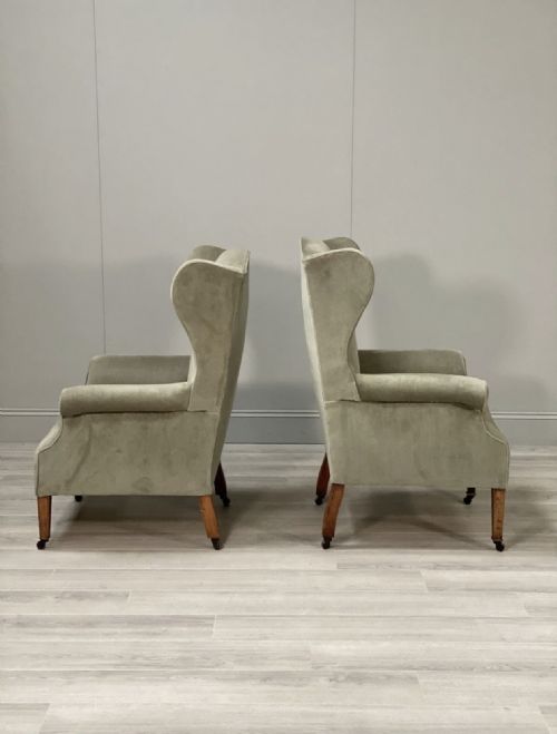 A PAIR OF PETITE EDWARDIAN WINGBACK ARMCHAIRS - ADDITIONAL PHOTO 10