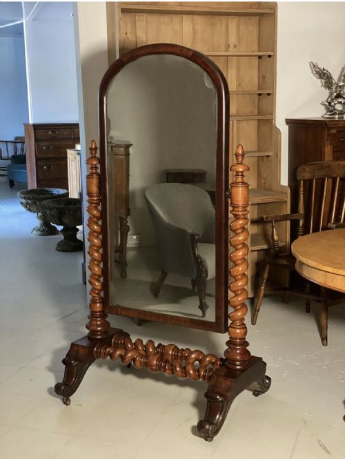 19th century large cheval antique mirror - CATEGORY: ANTIQUE MIRRORS - DATED 19TH CENTURY