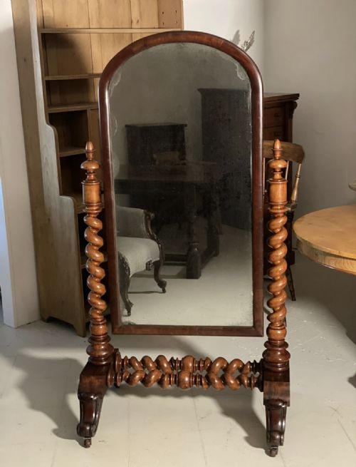 19TH CENTURY LARGE CHEVAL ANTIQUE MIRROR - ADDITIONAL PHOTO 1
