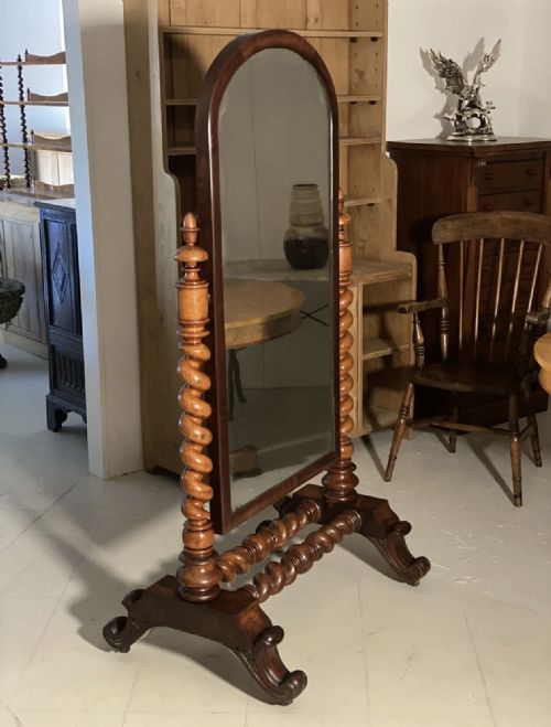 19TH CENTURY LARGE CHEVAL ANTIQUE MIRROR - ADDITIONAL PHOTO 2