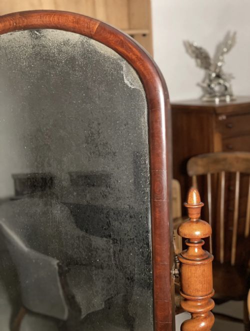 19TH CENTURY LARGE CHEVAL ANTIQUE MIRROR - ADDITIONAL PHOTO 5