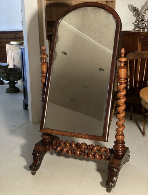 19TH CENTURY LARGE CHEVAL ANTIQUE MIRROR - ADDITIONAL PHOTO 7