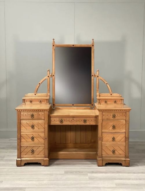 19th century aesthetic movement ash dressing table - CATEGORY: ANTIQUE DRESSING TABLES - DATED 19TH CENTURY