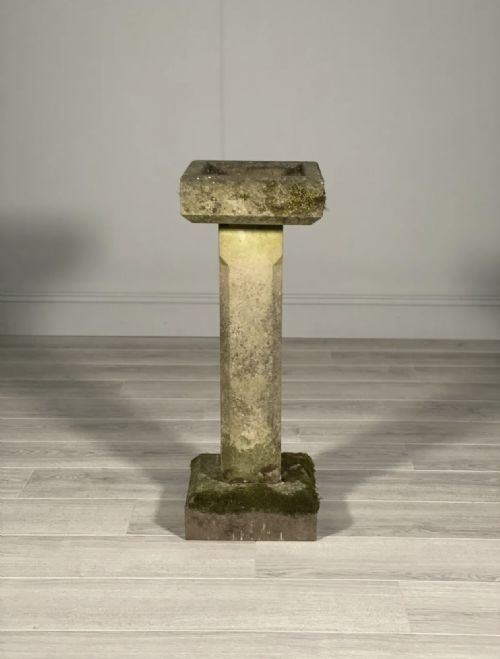 antique weathered york stone bird bath - CATEGORY: ANTIQUE MISCELLANEOUS - DATED 1920