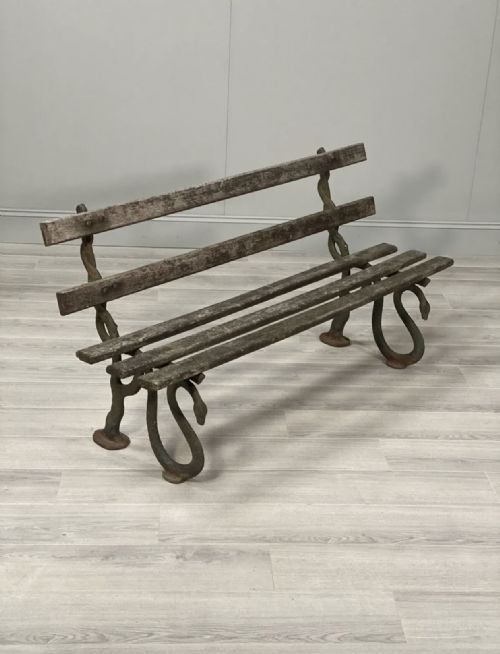 19TH CENTURY SERPENT GARDEN BENCH IN ORIGINAL CONDITION - ADDITIONAL PHOTO 2