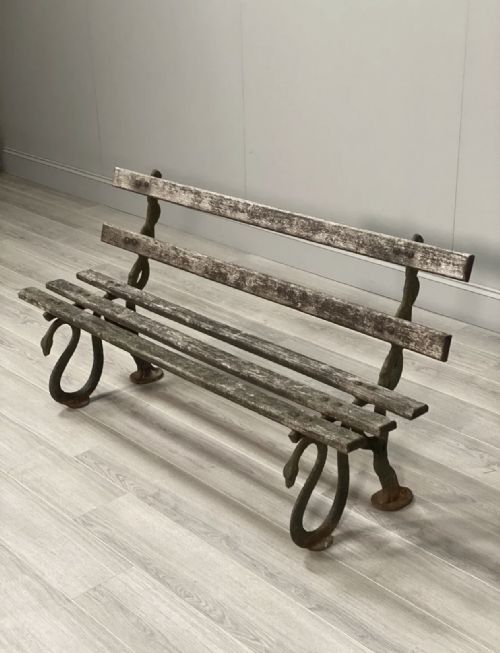 19TH CENTURY SERPENT GARDEN BENCH IN ORIGINAL CONDITION - ADDITIONAL PHOTO 3