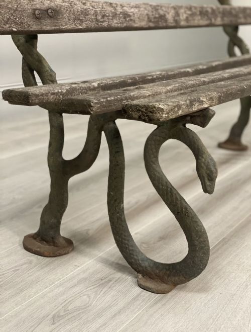 19TH CENTURY SERPENT GARDEN BENCH IN ORIGINAL CONDITION - ADDITIONAL PHOTO 4