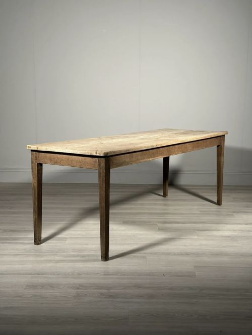 ANTIQUE SYCAMORE TOP FRENCH DINING TABLE - ADDITIONAL PHOTO 1