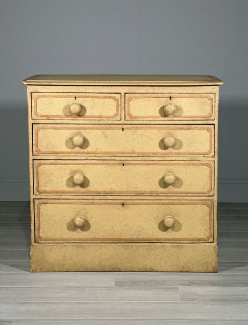 19th century pine chest of drawers in original paint - CATEGORY: ANTIQUE CHEST OF DRAWERS - DATED 1860