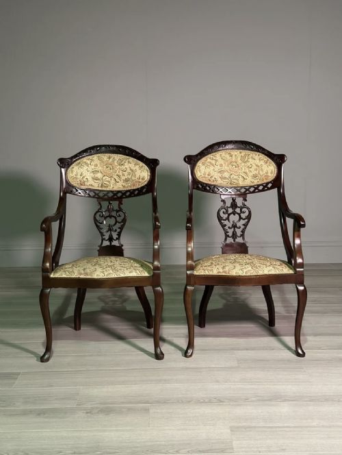 A PAIR OF MAHOGANY ARMCHAIRS BY J H PEVELER C1900 - ADDITIONAL PHOTO 1