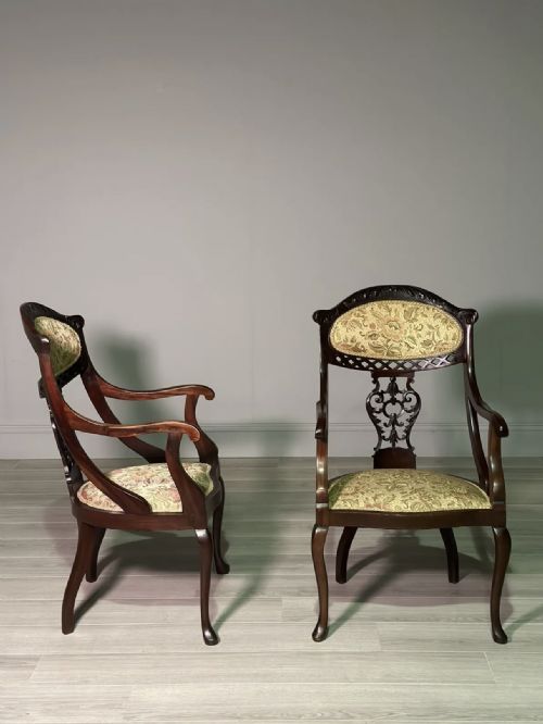 A PAIR OF MAHOGANY ARMCHAIRS BY J H PEVELER C1900 - ADDITIONAL PHOTO 6