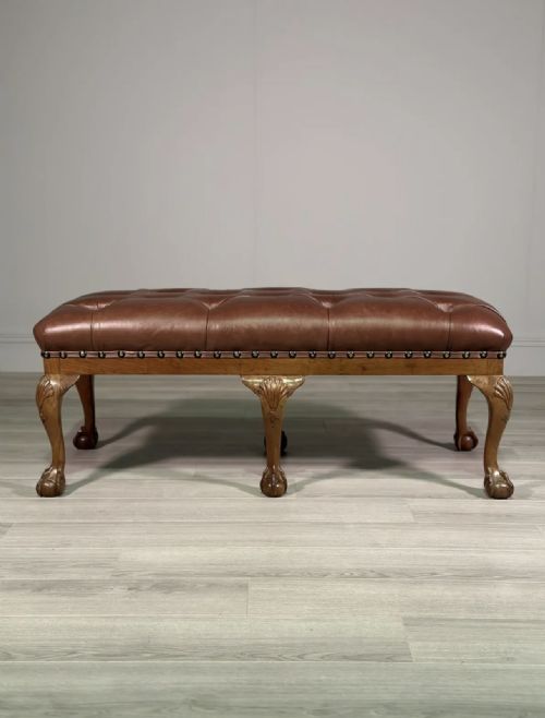 1920s leather window seat - CATEGORY: ANTIQUE STOOLS - DATED 1920