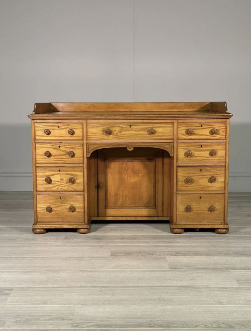 19th century solid ash kneehole desk - CATEGORY: ANTIQUE DESKS - DATED 1880