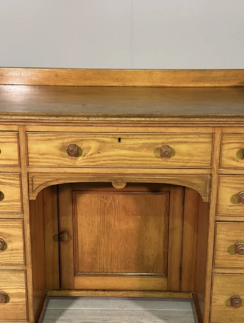 19TH CENTURY SOLID ASH KNEEHOLE DESK - ADDITIONAL PHOTO 4