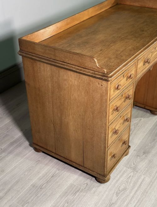 19TH CENTURY SOLID ASH KNEEHOLE DESK - ADDITIONAL PHOTO 7