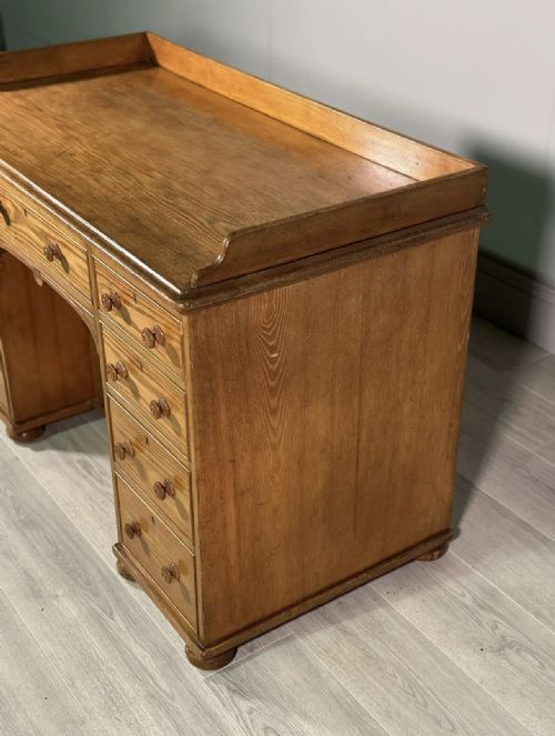 19TH CENTURY SOLID ASH KNEEHOLE DESK - ADDITIONAL PHOTO 8