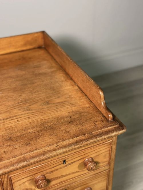 19TH CENTURY SOLID ASH KNEEHOLE DESK - ADDITIONAL PHOTO 9