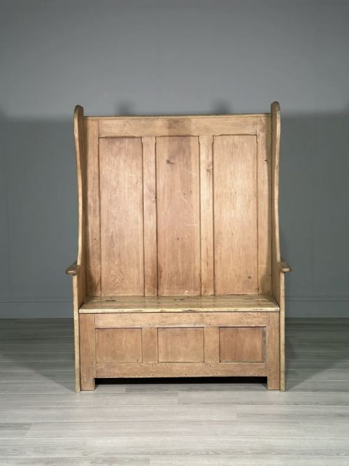 ANTIQUE HIGH BACK PINE SETTLE - ADDITIONAL PHOTO 1