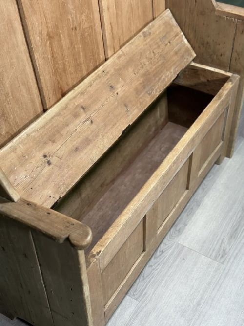 ANTIQUE HIGH BACK PINE SETTLE - ADDITIONAL PHOTO 2