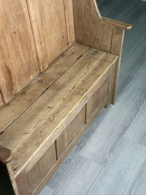 ANTIQUE HIGH BACK PINE SETTLE - ADDITIONAL PHOTO 3