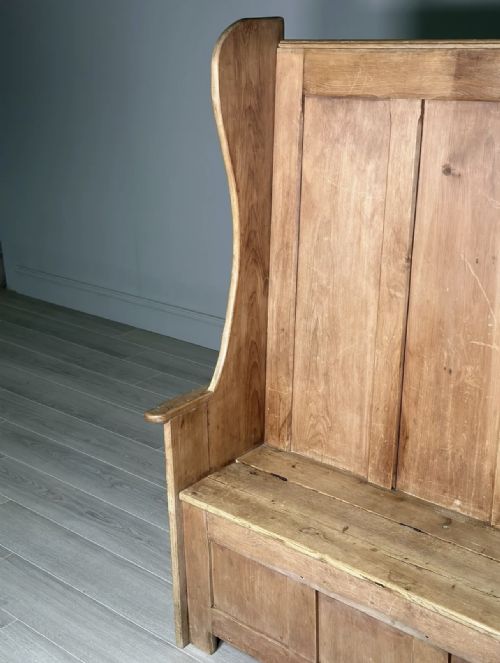 ANTIQUE HIGH BACK PINE SETTLE - ADDITIONAL PHOTO 4