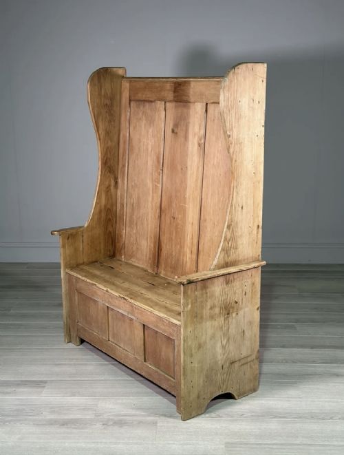 ANTIQUE HIGH BACK PINE SETTLE - ADDITIONAL PHOTO 5