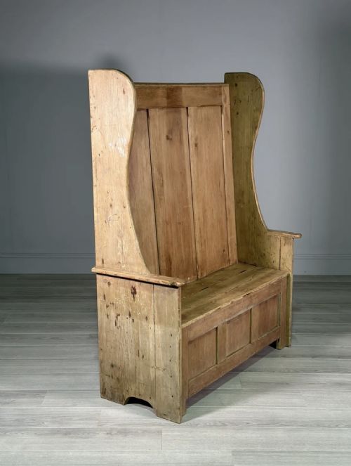ANTIQUE HIGH BACK PINE SETTLE - ADDITIONAL PHOTO 6