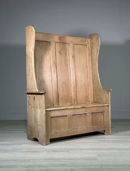 ANTIQUE HIGH BACK PINE SETTLE - ADDITIONAL PHOTO 7