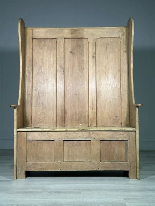 ANTIQUE HIGH BACK PINE SETTLE - ADDITIONAL PHOTO 9