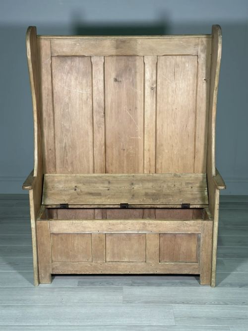 ANTIQUE HIGH BACK PINE SETTLE - ADDITIONAL PHOTO 11